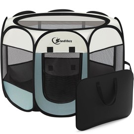 Siedihit Dog Cat Playpen, Puppy Pet Playpen Indoor for Small Dog Crate Tent Cage Outdoor, Portable Pop Up Dogs Enclosure Kennel with Carrying Case for Dogs/Cats/Rabbits(Grey, Small