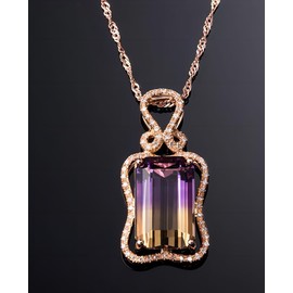 Kim Carrey Gemstone Necklace for Women, 18K Rose Gold, Natural Stones, Elegant Design, Mother's Day, Birthday, Thanksgiving Gifts for Women (Grape Gradient)