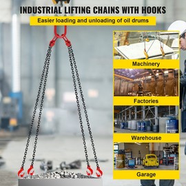 10FT Chain Sling 5/16 Inch X 10 FT Engine Lift Chain G80 Alloy Steel Engine Cha - 10 FT