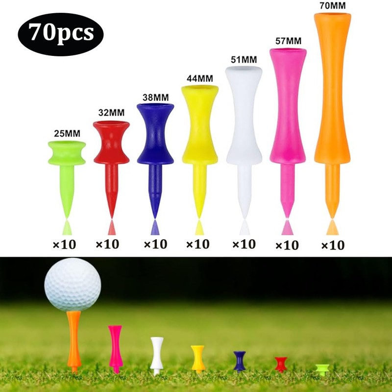 shaohui 70 Pcs Golf Tees, Mixed Sizes Plastic Golf Tees,Practical