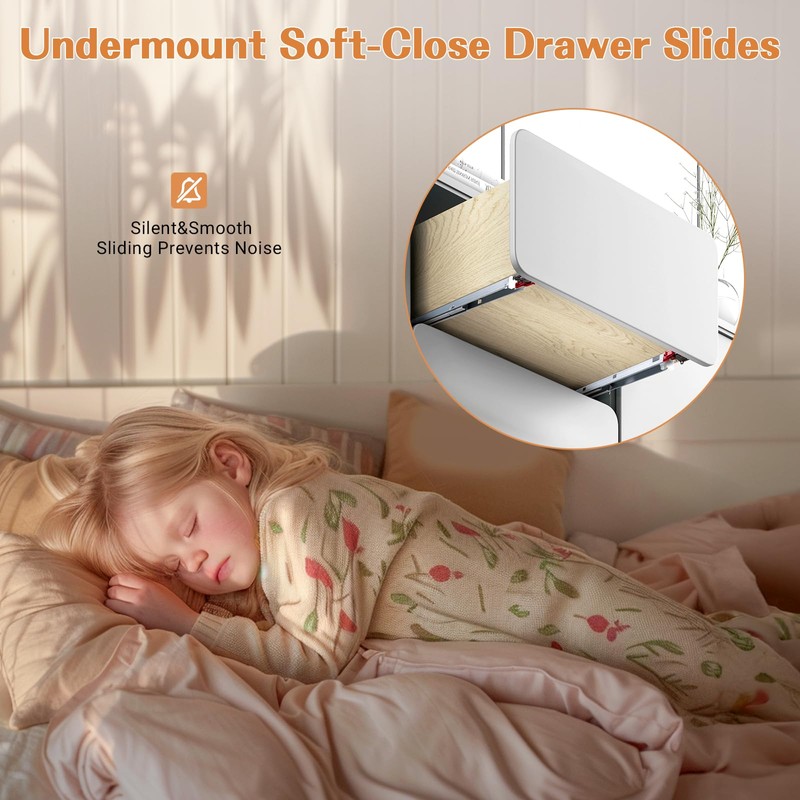 Probrico 1 Pair 18 Inch Undermount Drawer Slides, Concealed Drawer