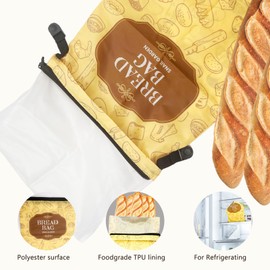 SNAIL GARDEN 2 Pack Bread Freezer Bags with TPU Lining, Zipper Double Lock Reusable Bags for Sourdough Storage,Bread Bag for Bread to Keep Fresh,Food Bags for Homemade Bread Storage