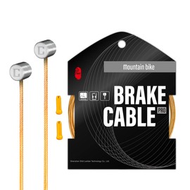 CNC Bike Inner Brake Cable for Mountain Bike 2800mm with End Caps，Pro Slick Polished Bicycle Brake Cable for Shimano/Sram，2 Pcs，Gold.