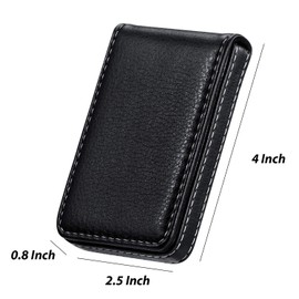 Outus 2 Pieces Business Card Holder, PU Leather Business Card Case Pocket Wallet with Magnetic Shut for Christmas Gift Men Women(Black and Coffee,Classic)