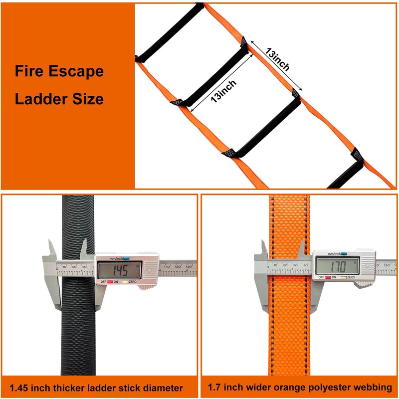 Fire Escape Ladder, 13.1 Feet Emergency Fire Ladder, 2-3 Story