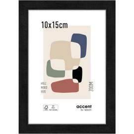 accent by nielsen Black Wooden Photo Frame 4x6 Photo Frame for Standing and Hanging Portrait & Landscape Format Real Glass Zoom