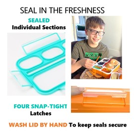 Bento Box Lunch Boxes and Snack Containers for Kids Girls Boys | Leakproof Portion Container Kits BPA Free | Value Pack Set of 4 | Teal Orange Large + MINI, Value 4 pack