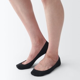 MUJI Women's Seamless Toe Shallow Footcover (Non-Skid Heel), Black
