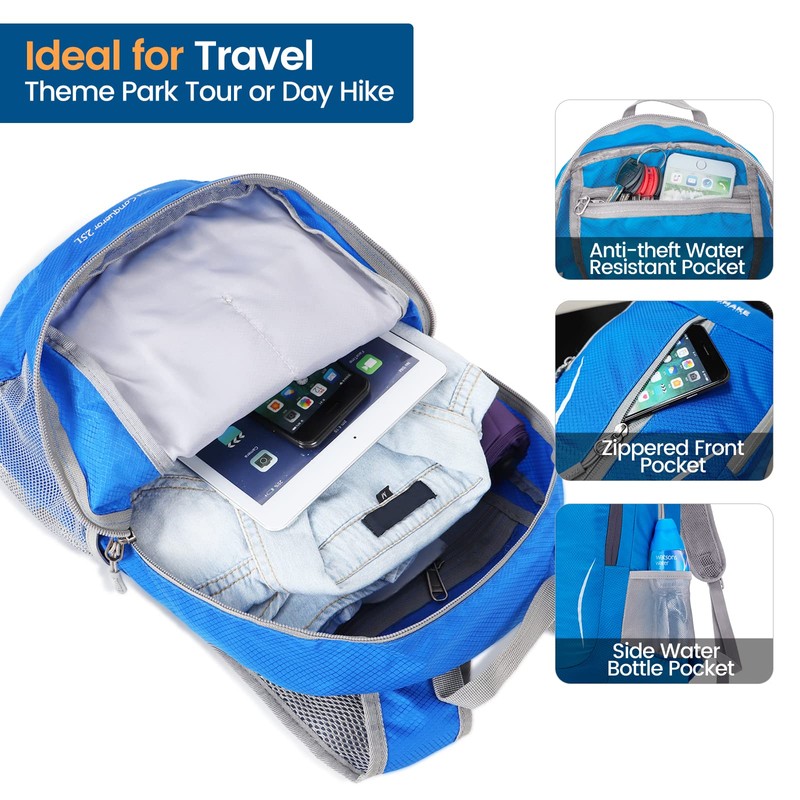 ZOMAKE Ultra Lightweight Foldable Backpack - Packable Foldable Rucksack 25L