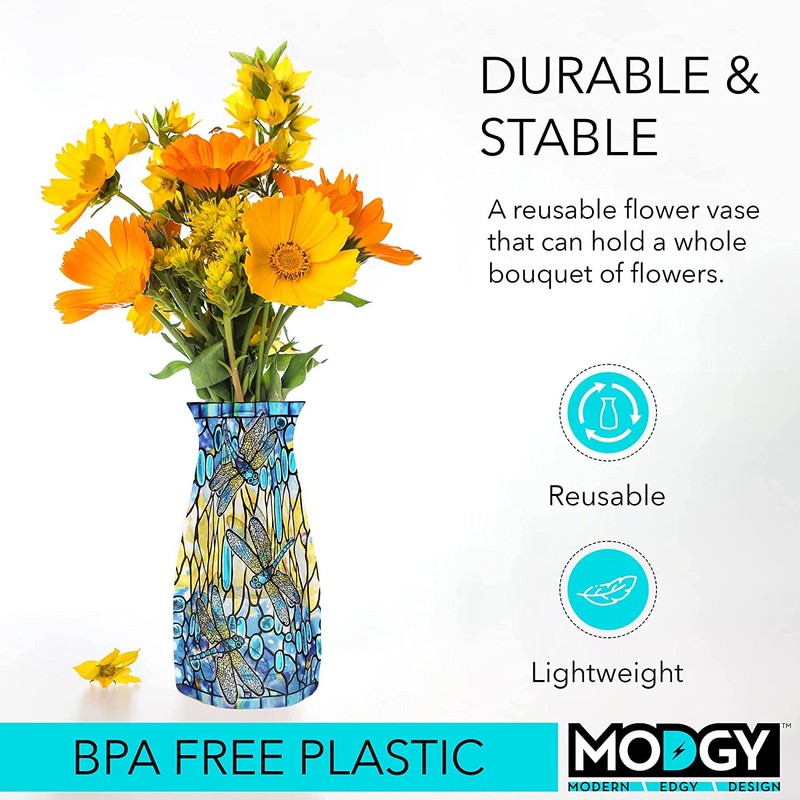MODGY Collapsible and Expandable Plastic Vase (Tiffany - Dragonfly)