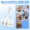 KUWUNG 6 in 1 Socket with USB, 2-Way Double Plug