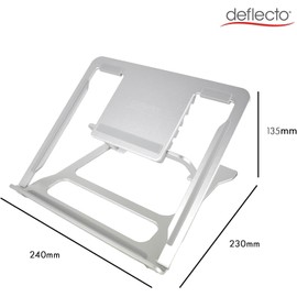 Deflecto Portable Lightweight Aluminium Laptop Stand suitable for laptops up to 17" in Silver