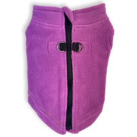 Cara Mia Dogwear Dog Fleece Zip Back Harness Vest Jumper Sweater Coat for SMALL BREED Dogs (Medium, Purple)