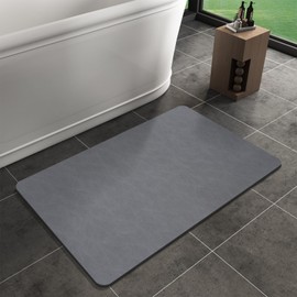 Bath Mat Rug, Rubber Non-Slip Quick Dry Absorbent Thin Bathroom Rugs Fit Under Door Bathroom Floor Mats-Shower Rug for in Front of Bathtub, Sink, Shower Room(Black,24"x48")