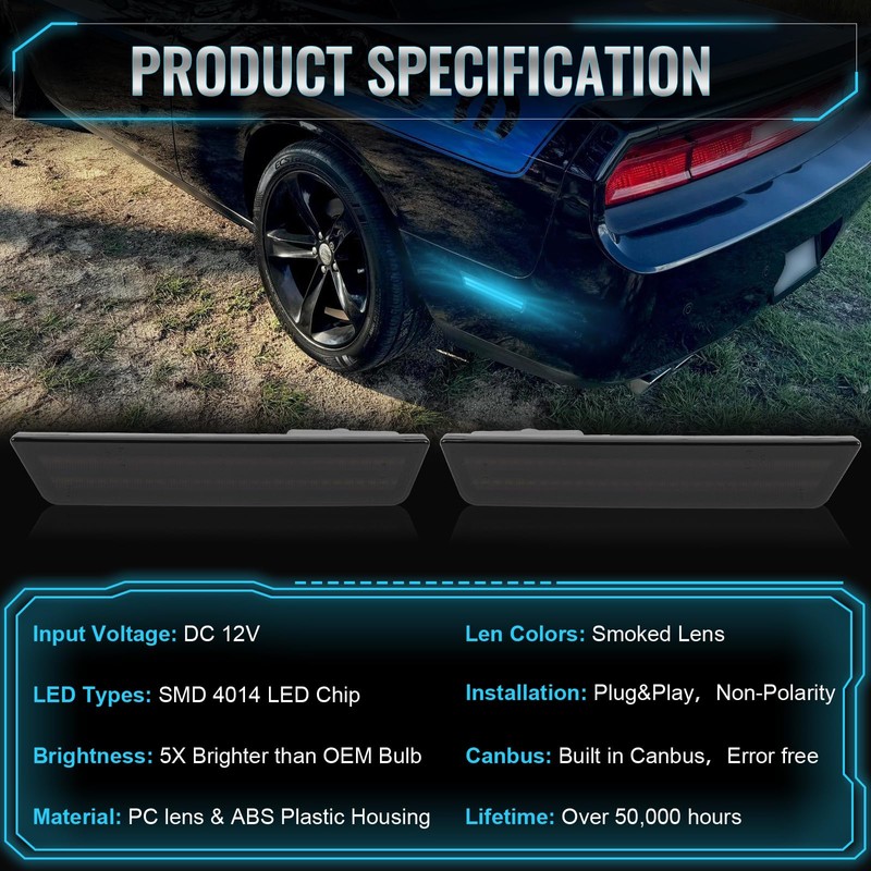 POPMOTORZ Ice Blue LED Side Marker Lights Assembly Compatible With