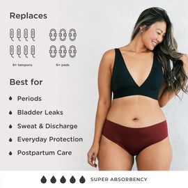 saalt Seamless Brief - Period Underwear – Super Absorbency - Replaces 6 Pads or 8 Tampons - (X-Large, Volcanic Black)