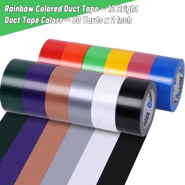 Rainbow Colored Duct Tape Bulk 2 Inch x 360 Yards,12 Bright Duct Tape Assorted Colors Rolls, Waterproof Heavy Duty Duct Tape, Colored Duct Tape Multipack for Arts Home Office School DIY Craft