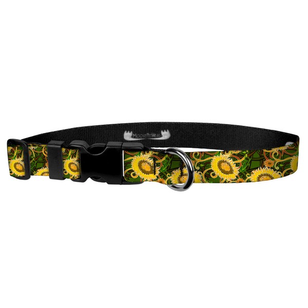 Moose Pet Wear Dog Collar - Patterned Adjustable Pet Collars, Made in the USA - 3/4 Inch Wide, Medium, Wild Flower