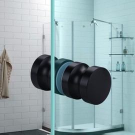 YIDELAI - Glass Door Handle, 2.4 Inch Aluminium Alloy Single Hole Handle, Solid Cylindrical Shower Room Sliding Glass Door Handle, Bathroom Shower Room Accessories