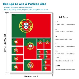 QQSD Portugal Flag Sticker Portuguese Decal in Multiple Sizes, 3 Pack, 11.7 x 8.3 Inches