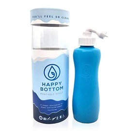 Happy Bottom Portable Bidet | Leak Free Handheld Travel Bidet and Peri Bottle with Angled Nozzle Sprayer | 400 ml Capacity | With Travel Bag