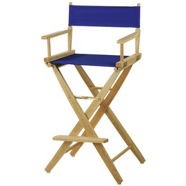 American Trails Extra-Wide Premium 30" Director's Chair Natural Frame with Royal Blue Canvas, Bar Height