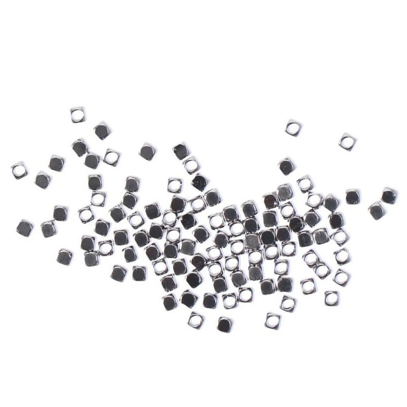 100pcs 3mm Silver Stainless Steel Cube Beads Loose Spacer Beads