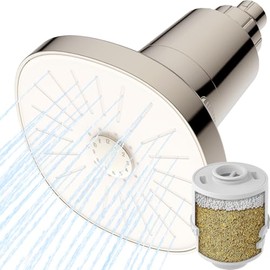 Ryamen Filtered Shower head, Rain Shower Head with Filter, High Pressure Shower Filter Head for Hard Water, 99% REMOVAL for Chlorine, Heavy Metals, Improves Skin & Hair (Filtered, Brushed Nickel S6)