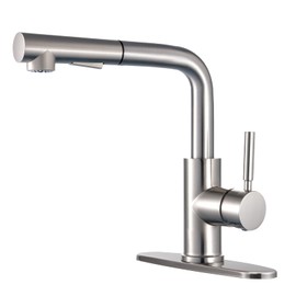 Peppermint Kitchen Faucets with Pull Down Sprayer Brushed Nickel Faucet for Kitchen Sink Single Lever 3 Hole Kitchen Sink Faucet with Sprayer Short Low Arc Faucet for Kitchen RV Utility Room