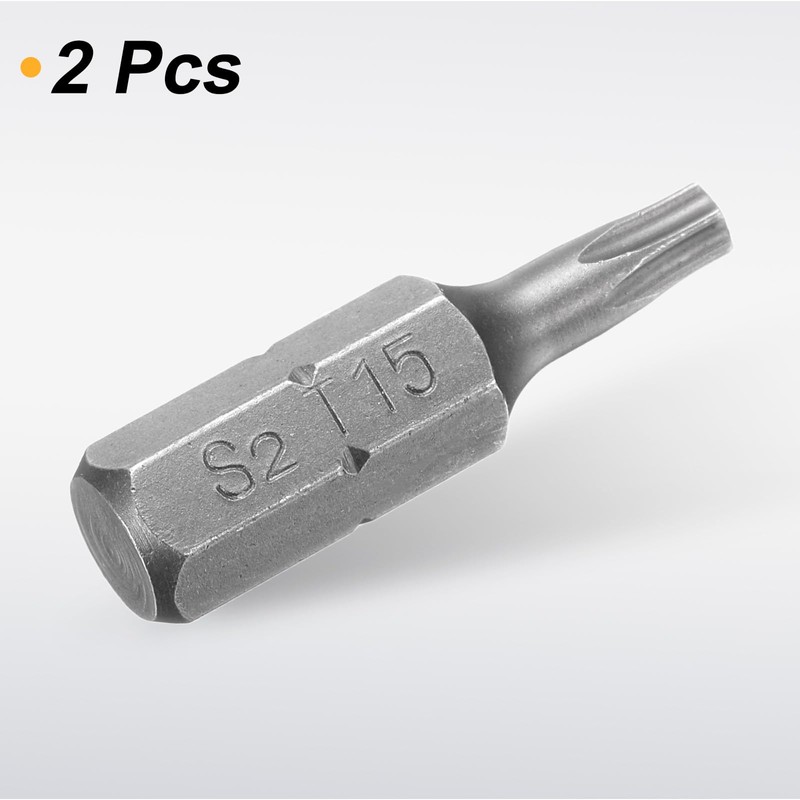 HARFINGTON 2pcs T15 Torx Screwdriver Bit 1/4" Hex Shank 25mm/1"
