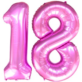 Sweet 18 Balloons Pink Number 40 Inch 18 Pink Big Giant Jumbo Huge Foil Mylar Helium 18th 81st Birthday Balloons Girls Women Party Decorations