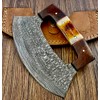 TTC-111 Handmade Damascus Ulu kitchen Knife -Wood Handle (Bone/wood Handle)