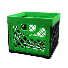 GRIP Folding Stackable Storage Bin, 6 Gallon - Dimensions: 13" x 13" x 11" - Milk Crate - Capacity: 50 lbs - Heavy Duty, Plastic Collapsible Crate for Sporting Goods, Toys, Pool Toys, Decor, Files