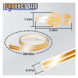 32Ft Car Pinstriping Tape, Vinyl Pin Striping Decals Car Trim Stripe Tape DIY Stickers, Universal Car Hood Body Side Stripe Glossy for Auto Motorcycle Home Door Musical Instrument (Gold)