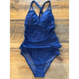 Cupshe Navy Blue Plunge Neck Back Tie Tankkni Small NWT