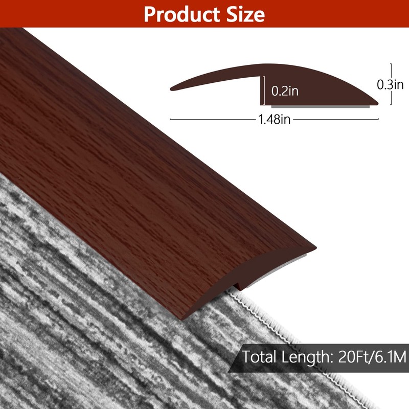 20Ft Floor Transition Strip Self Adhesive Carpet to Tile Floor