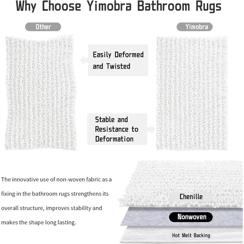 Yimobra Bathroom Mat, 43 x 61 cm, Soft and Cozy,