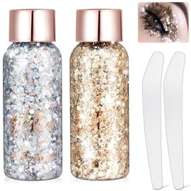Gel Corporal Purpurina Escamas Sirena, 2PCS Brillos para el Cuerpo, Gel con Purpurina para el Cuerpo y Rostro, Glitter Brillante para Maquillaje de Fiesta de Año Nuevo y Celebraciones (02#03#)