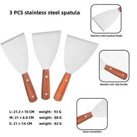 Lajiakoy® Spatula, Grill Spatula, Professional Spatula, Pizza Spatula, Glaze Spatula, Professional, Angled, Stainless Steel (Pack of 3)