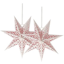 BESPORTBLE Paper Star Lantern - 2Pcs Paper Lanterns, Christmas Star Star Lamp Lantern Ornaments, Hanging Paper Lantern Wedding Birthday Party Decorations 35cm (Lamp Not Included)