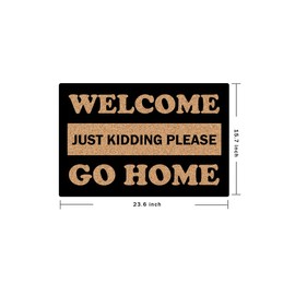 MjiejieM Funny Doormats Please Go Home Indoor Floor Welcome Mat for Entrance Way Rubber Back for Front Door Indoor Outdoor Cute Rugs 23.6"(L) x 15.7"(W)