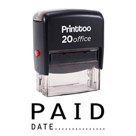 Printtoo Paid with Date Self Inking Rubber Stamp Office Stationary Custom Stamp-Black