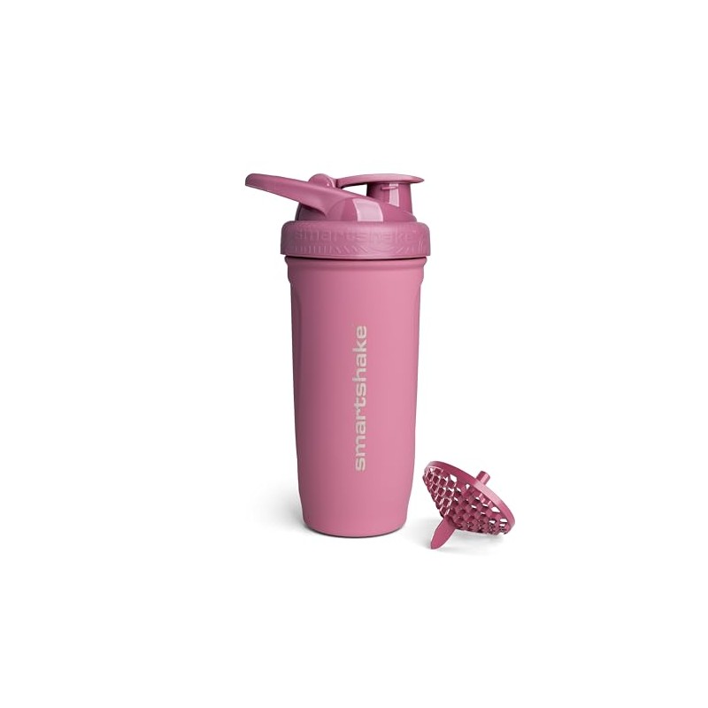 SmartShake Reforce Rosa Botella Mezcladora de Acero Inoxidable 900 ml,