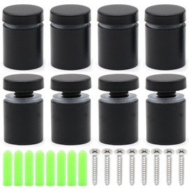 Pack of 8 Stainless Steel Spacers, 19 x 25 mm, Sign Holder, Advertising Screw, Wall Spacer for Mounting, Fixing, Glass, Black