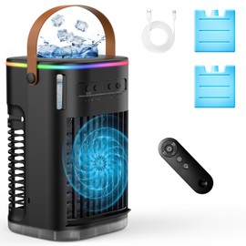 AIRTHRYL Upgraded 5 IN 1 Small Portable Air Conditioner with 2 Ice Packs, 2 Spray Ports, 1200ml Water Tank,