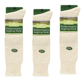 3 Pairs Fisherman's Angling Socks Boot Wool Country Fishing Socks , 6-11, Cream