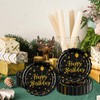 HFBOBP Pack of 50 Party Plates, Gold Foil Plates, Black
