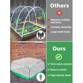 Upgraded Garden Netting - 3.3 × 3.3 × 1.65 FT Plant Covers Net for Square Raised Garden Bed, Ultra Fine Garden Mesh Netting Protection from Bird Pest Barrier Net Row Cover for Plant Fruit Vegetable