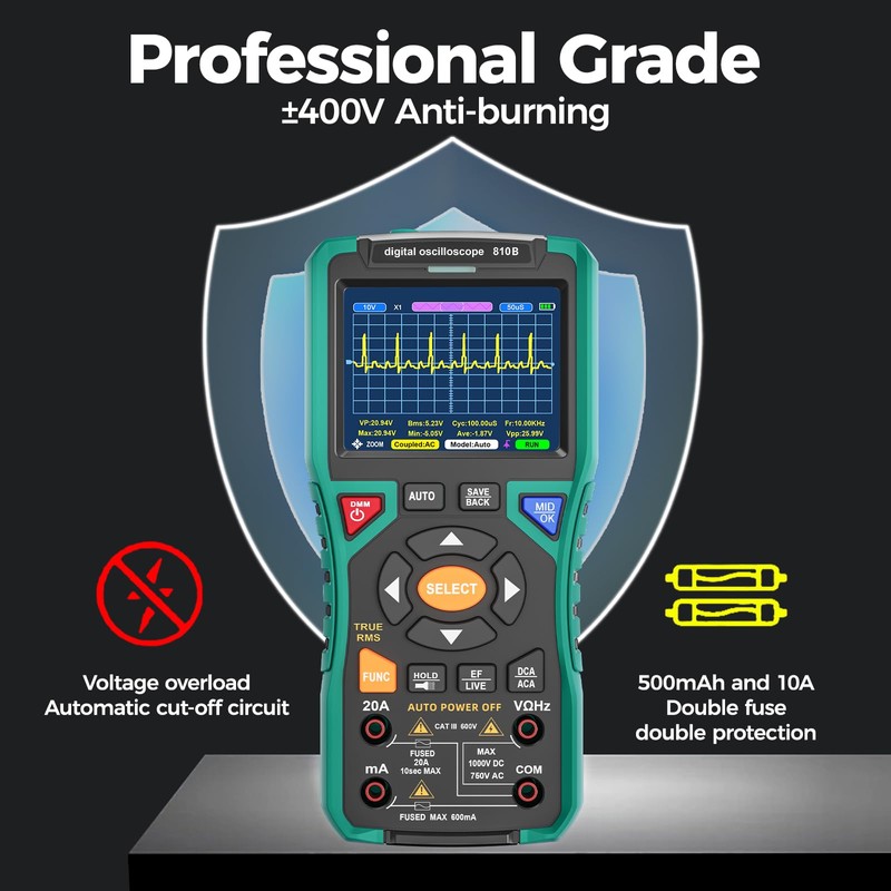 Handheld Oscilloscope Automatic Multimeter: 10MHz Bandwidth and 50MSa/s Sampling Rate