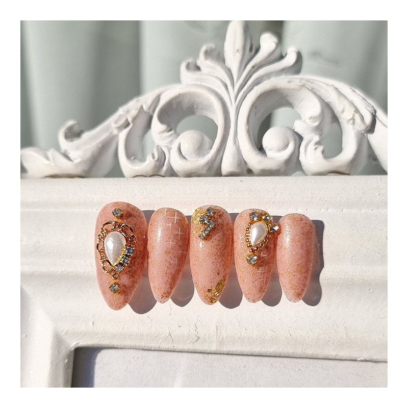 Antique Pearl Handmade Nail Tips - Ballerina L / 앤틱